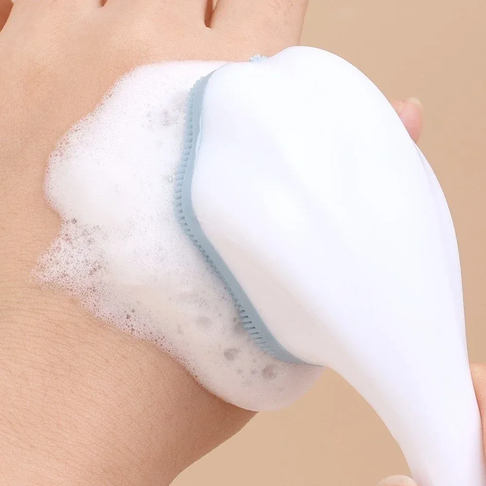Brosse nettoyante visage en silicone en forme de patte de chat, à manche long 3