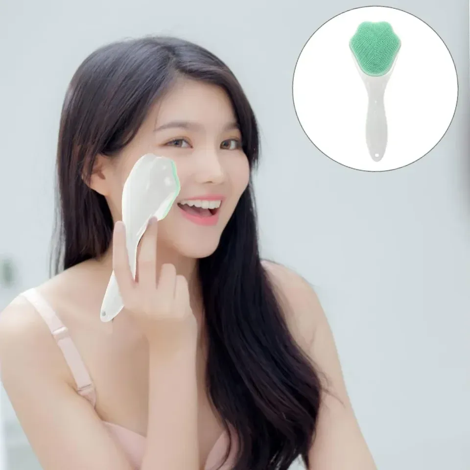 Brosse nettoyante visage en silicone en forme de patte de chat, à manche long 5