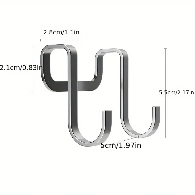 Lot de 2 crochets de porte en acier inoxydable en forme de Z, robustes, finition brossée, crochets doubles en S pour salle de bain, cuisine et chambre 6