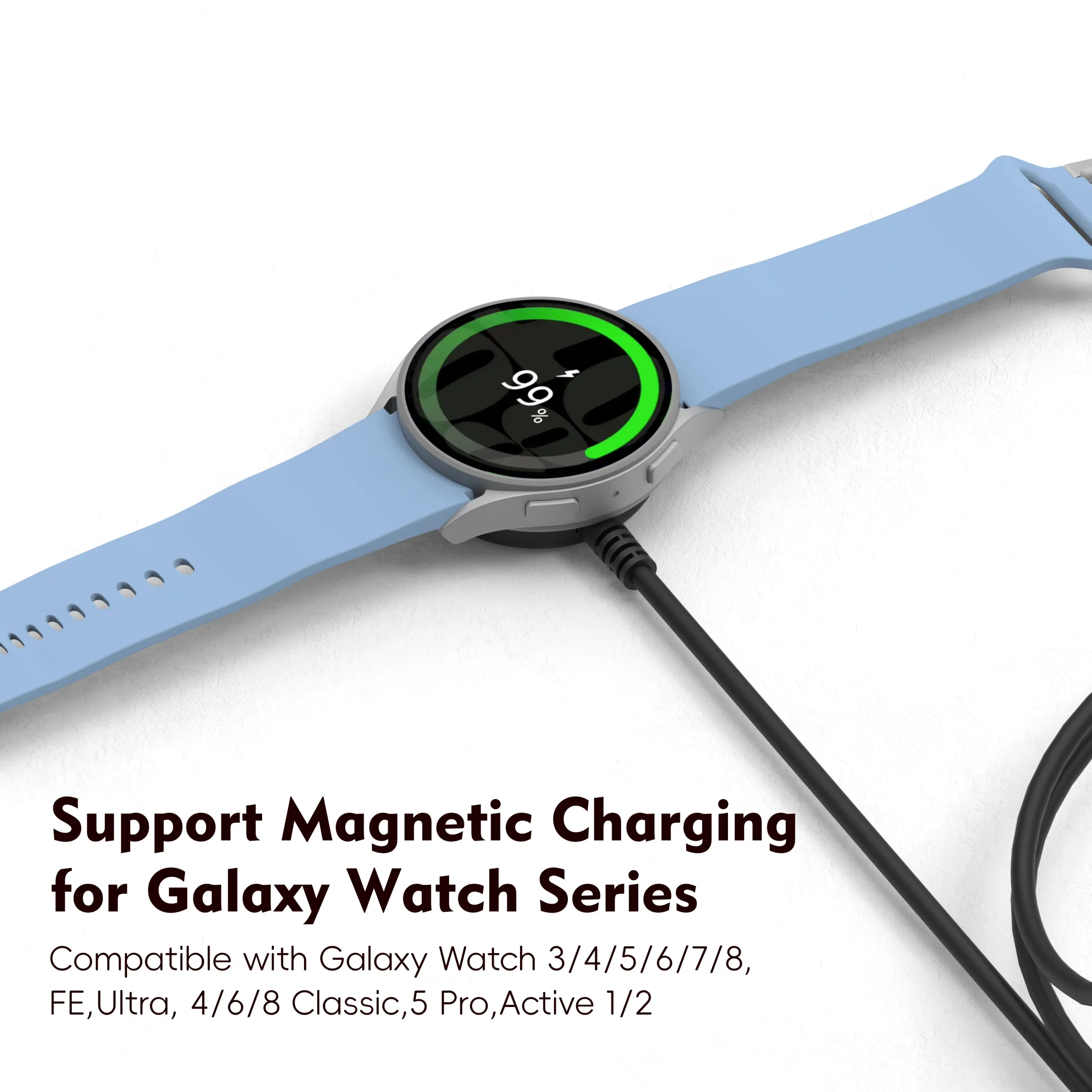 Chargeur Whiress pour Galaxy Watch, compatible avec Galaxy Watch 3, 4, 5, 6, 7, 8, Ultra, Classic 5 Pro et Active 1/2 4