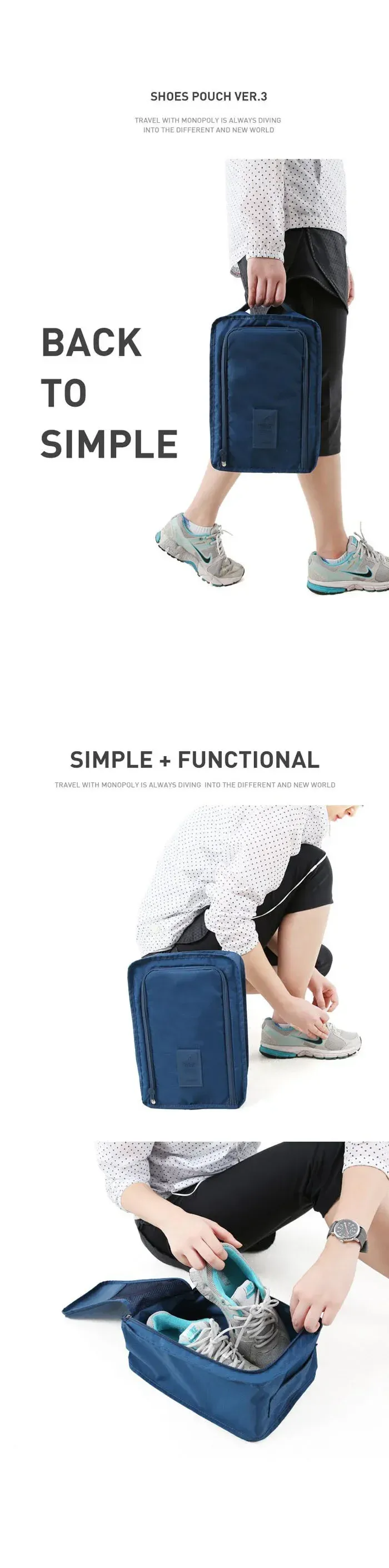 Sacs à chaussures de voyage multifonctionnels en situation