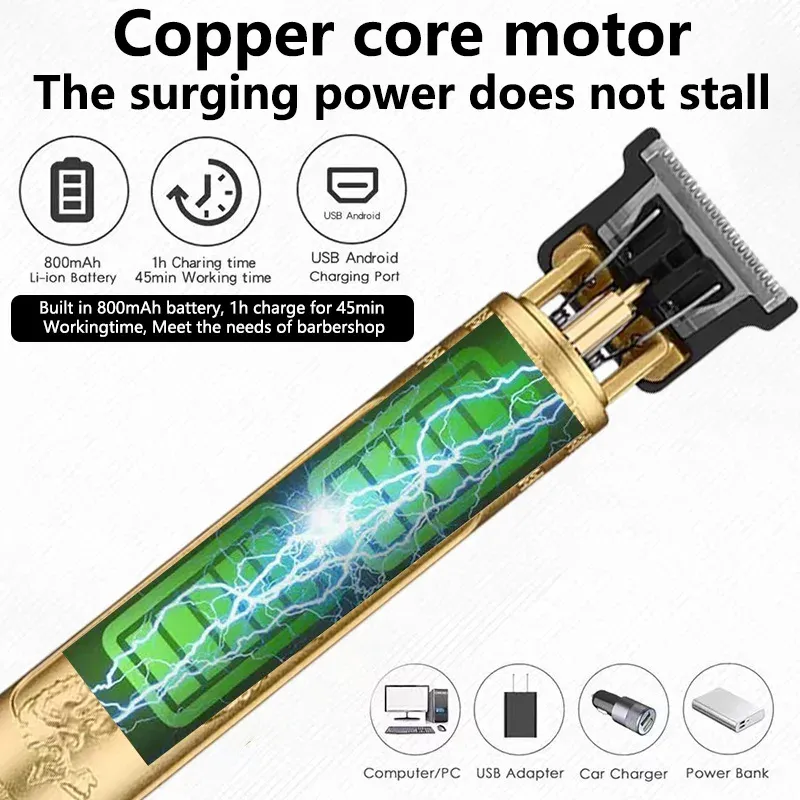 Tondeuse à cheveux électrique T9 rechargeable USB pour homme 5