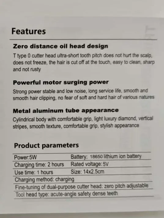 Tondeuse T9 et ses détails de finition