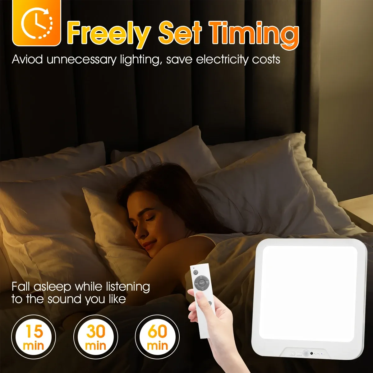 Plafonnier sans fil rechargeable avec capteur de mouvement et télécommande, 3000K / 4500K / 6500K 4