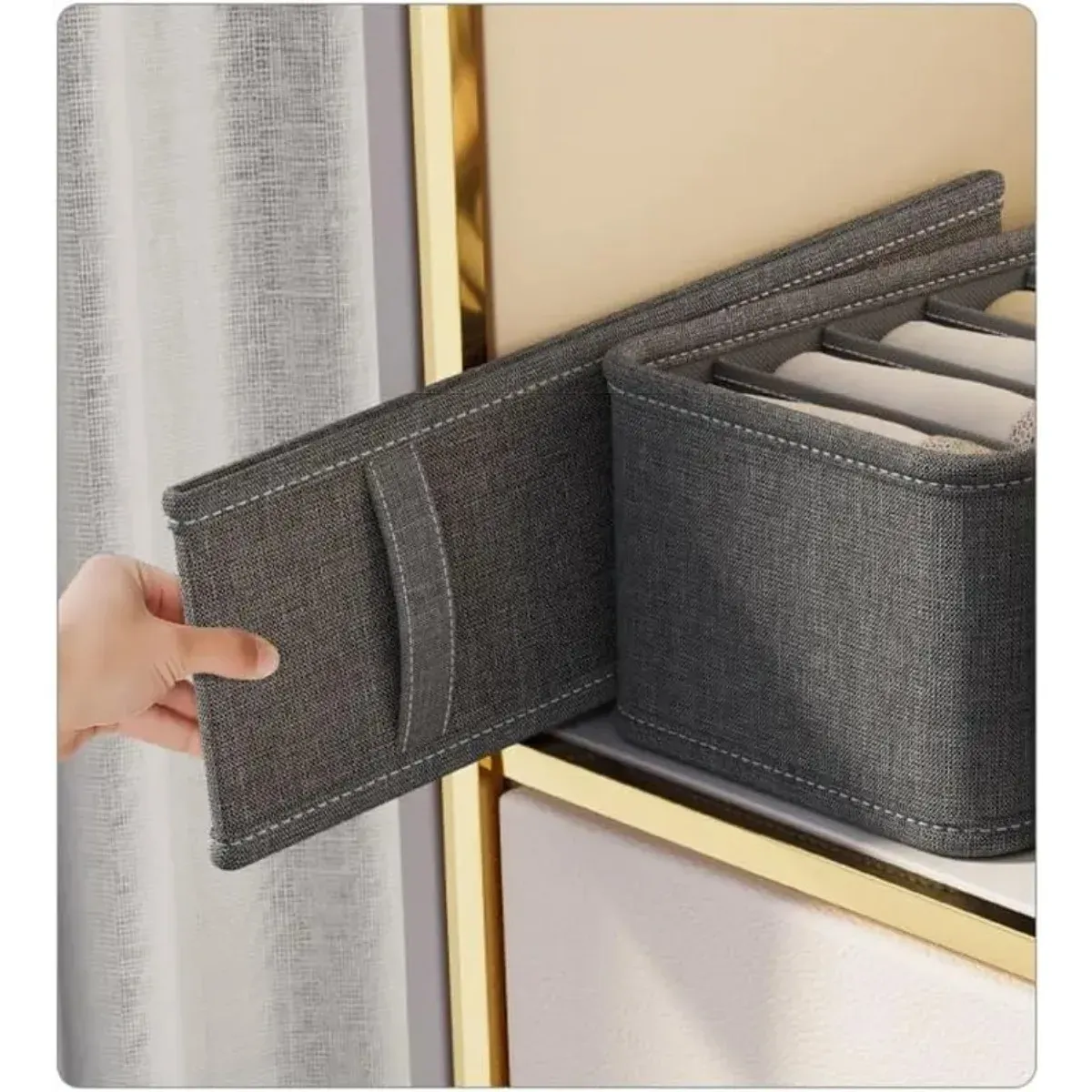 Boîtes de rangement pliables en tissu pour tiroirs et placards, organisateur de sous-vêtements pour chaussettes, sous-vêtements, cravates et ceintures 3
