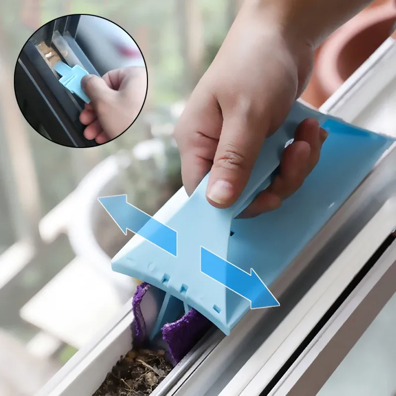 Brosse pliable de nettoyage pour rainures de fenêtre, fentes et rails de porte coulissante - Image 1
