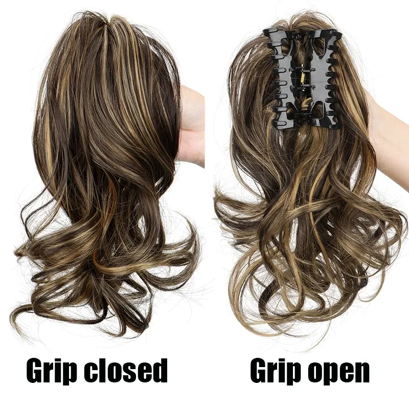 Extension queue de cheval courte bouclée de 30 cm, cheveux synthétiques pour femme, postiche à pince volumineux pour un usage quotidien 5