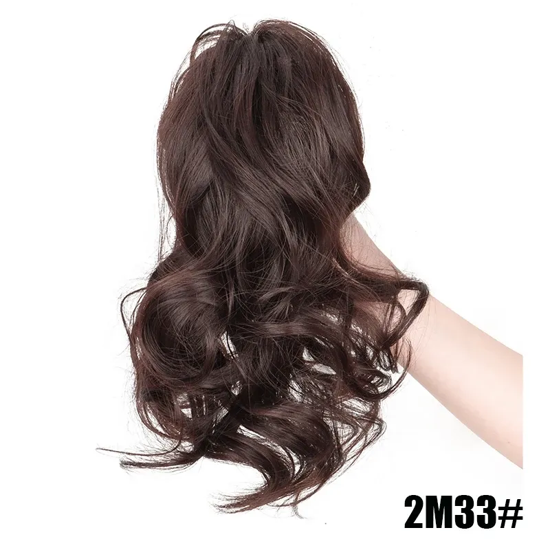 Extension queue de cheval courte bouclée de 30 cm, cheveux synthétiques pour femme, postiche à pince volumineux pour un usage quotidien 10