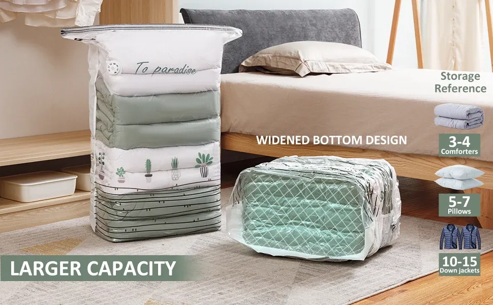 Rangement de couettes dans un sac sous vide