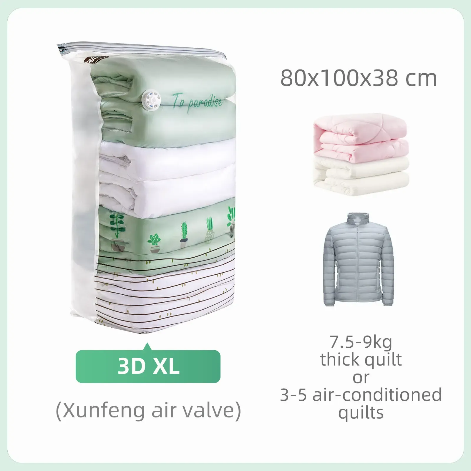 Sacs sous vide cubiques TAILI, grand sac de rangement pour vêtements, couettes et couvertures, sans pompe, idéal pour le voyage 9
