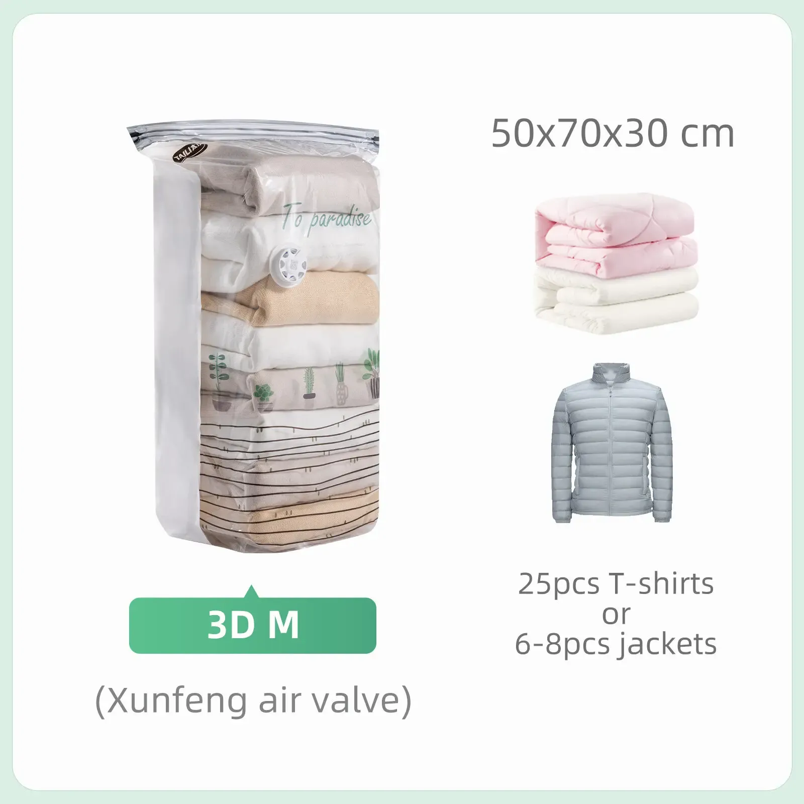Sacs sous vide cubiques TAILI, grand sac de rangement pour vêtements, couettes et couvertures, sans pompe, idéal pour le voyage 10