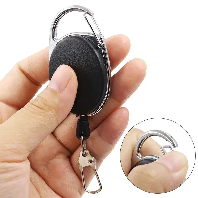 Rétracteur rétractable pour pêche à la mouche avec mousqueton à ressort à dégagement rapide, porte-badge, lot de 1 à 4 pièces 3