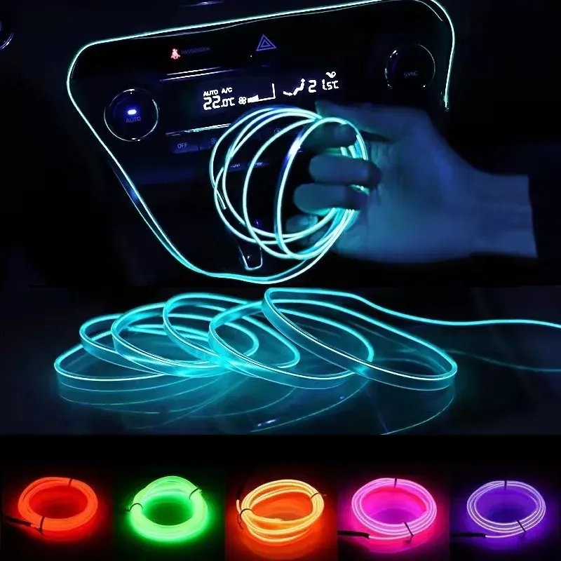 Bandes LED néon flexibles pour éclairage d'intérieur de voiture, 12 V, longueurs 3 m, 5 m et 10 m