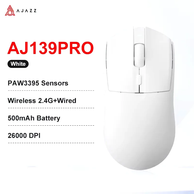 AJAZZ AJ139 V2 MC / AJ139 PRO Souris gaming sans fil, capteur PAW3311 / PAW3395, 12000 / 26000 DPI, batterie 500 mAh, souris Bluetooth pour PC 12