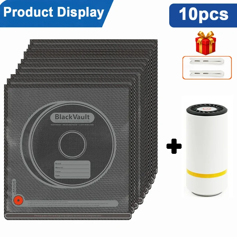 Kit de sacs de rangement sous vide pour filament 3D, sacs hermétiques réutilisables, protection contre la poussière et l'humidité 10
