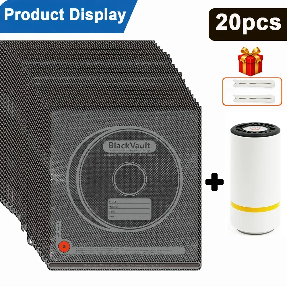 Kit de sacs de rangement sous vide pour filament 3D, sacs hermétiques réutilisables, protection contre la poussière et l'humidité 21