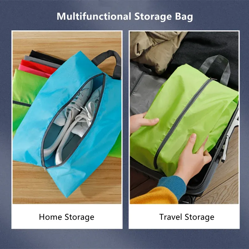 Sac de rangement pour chaussures anti-poussière, sac de voyage portable en nylon avec pochette robuste à fermeture éclair, organisateur de chaussures de poche étanche 4