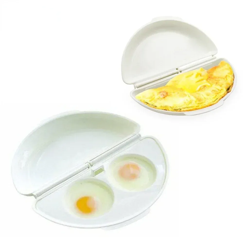 Cuiseur à œufs en silicone pour micro-ondes, plateau à omelette blanc, non toxique 2