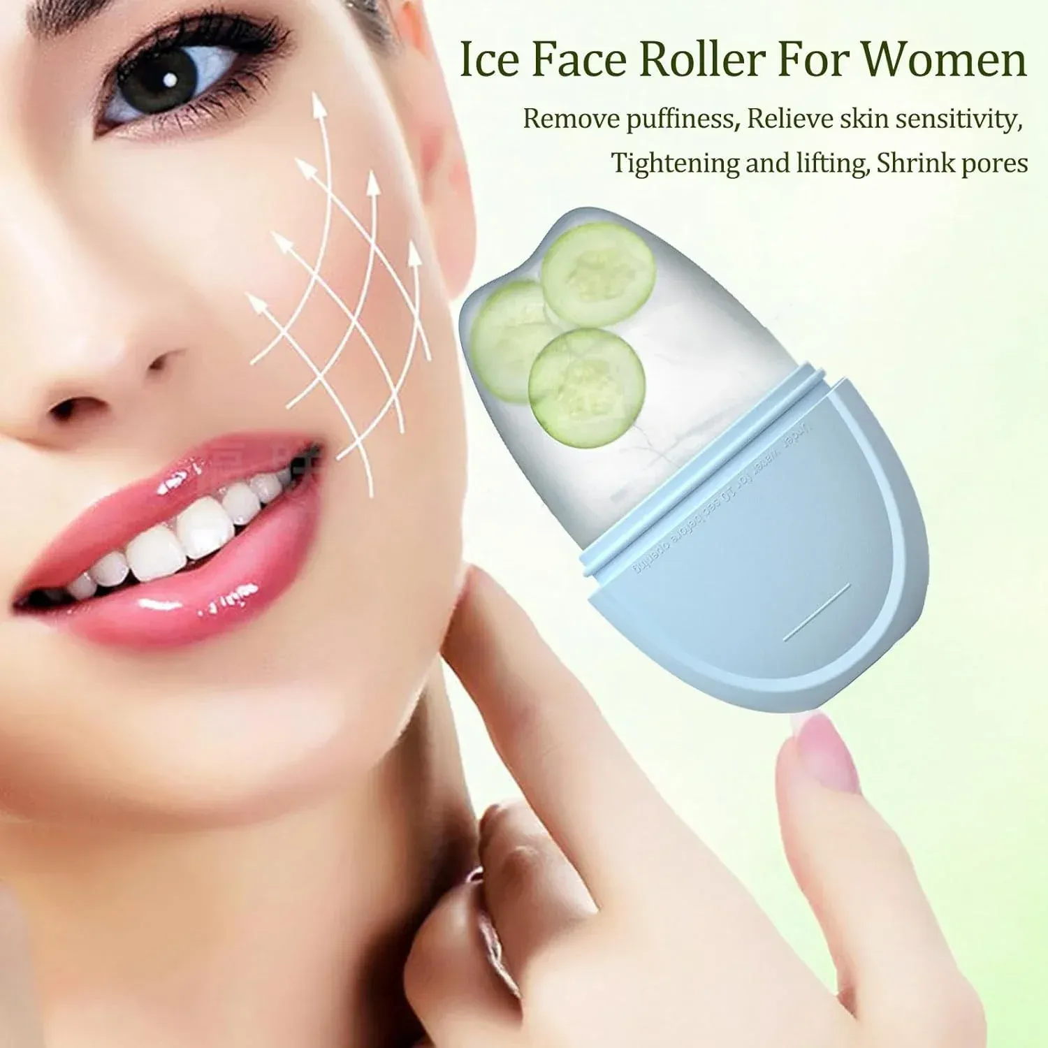 Rouleau de massage refroidissant pour le visage et les yeux en silicone, à remplir de glaçons - Image 1
