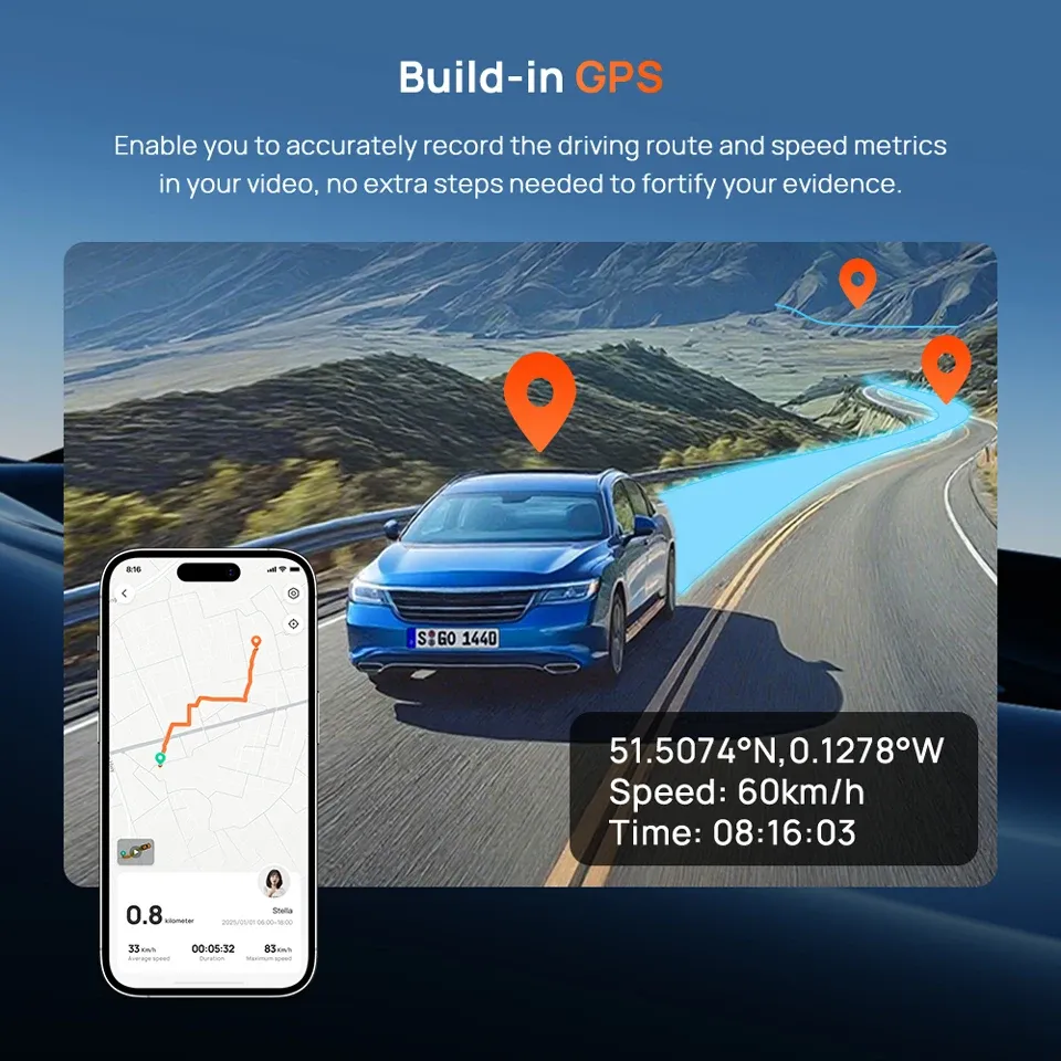 GPS intégré avec tracé et vitesse