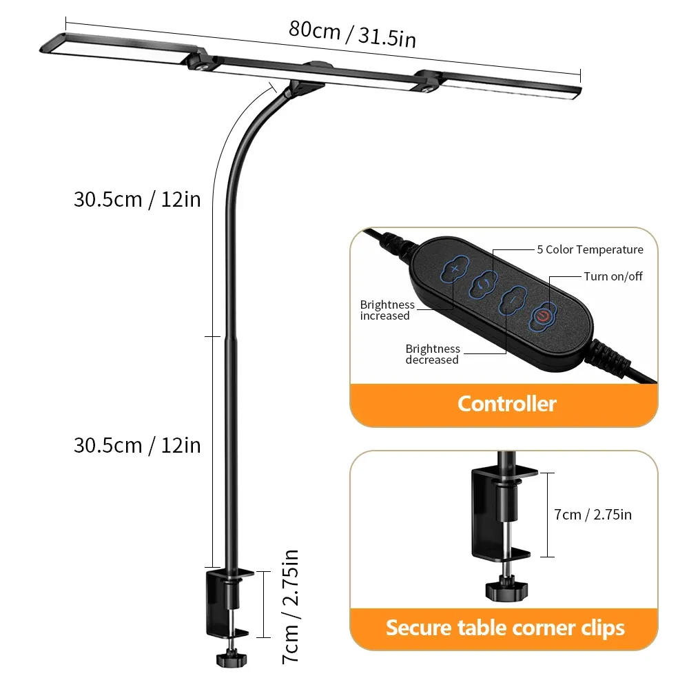 Lampe de bureau à pince dans un espace de travail