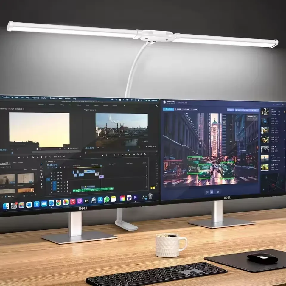 Lampe de bureau LED à pince en métal, 3 teintes de lumière réglables, 10 niveaux de luminosité, tête flexible et rotative pour la lecture et le travail sur ordinateur 7