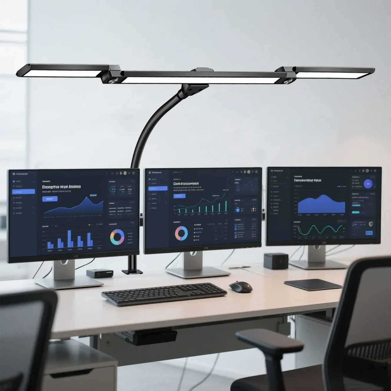 Lampe de bureau LED à pince en métal, 3 teintes de lumière réglables, 10 niveaux de luminosité, tête flexible et rotative pour la lecture et le travail sur ordinateur 10