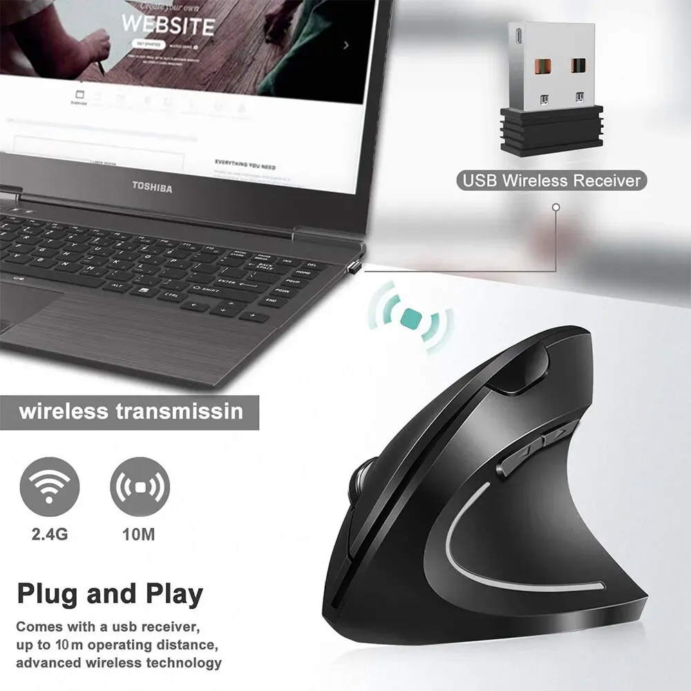 Souris verticale ergonomique sans fil