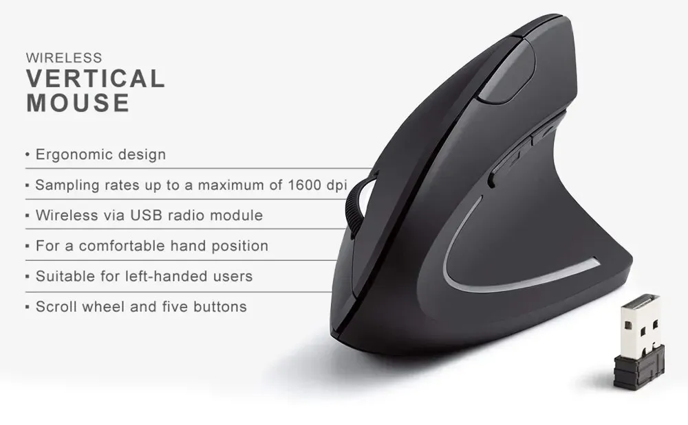 Souris verticale ergonomique sans fil