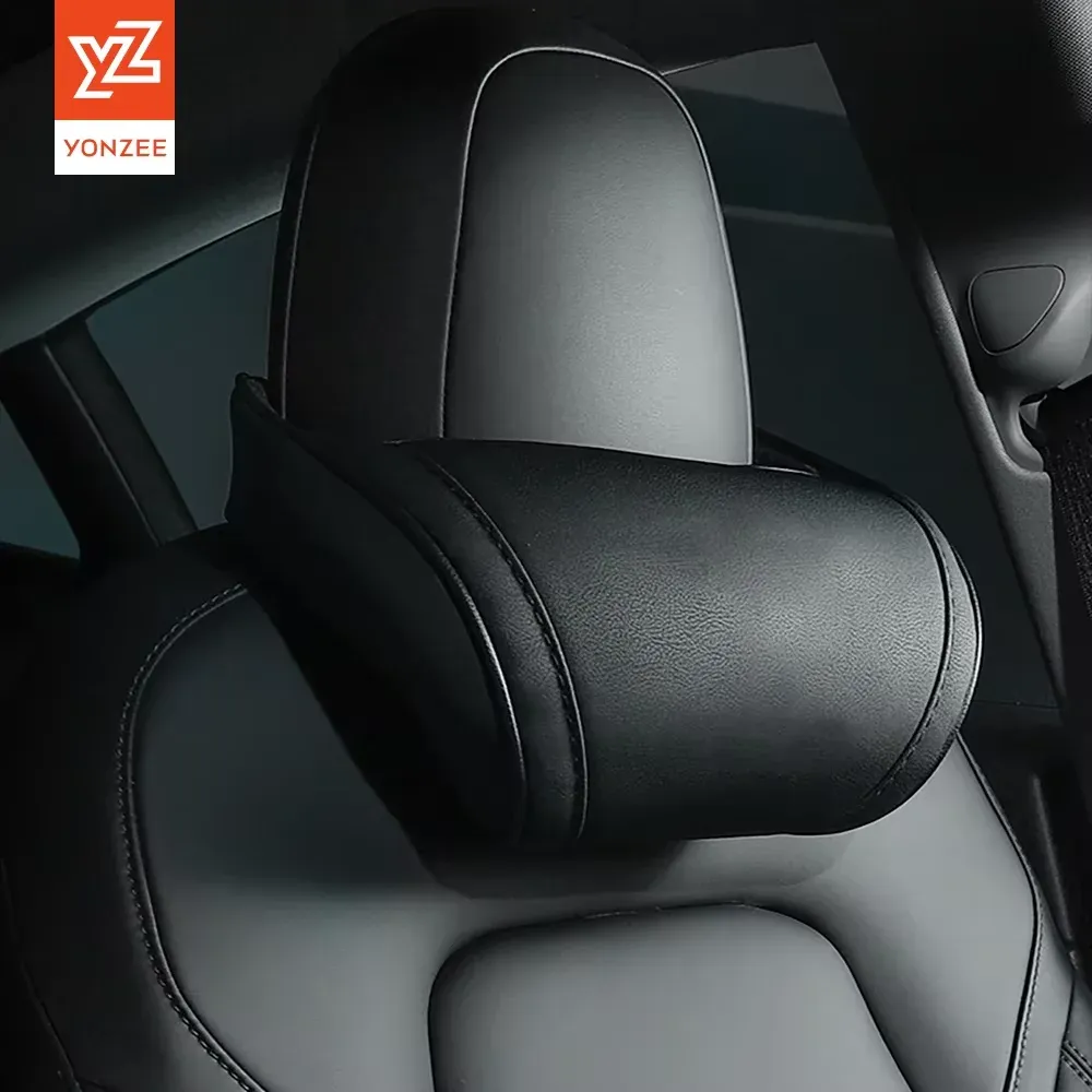 Appui-tête de siège YZ pour Tesla Model 3/Y/X/S, oreiller de cou en cuir PU à mémoire de forme