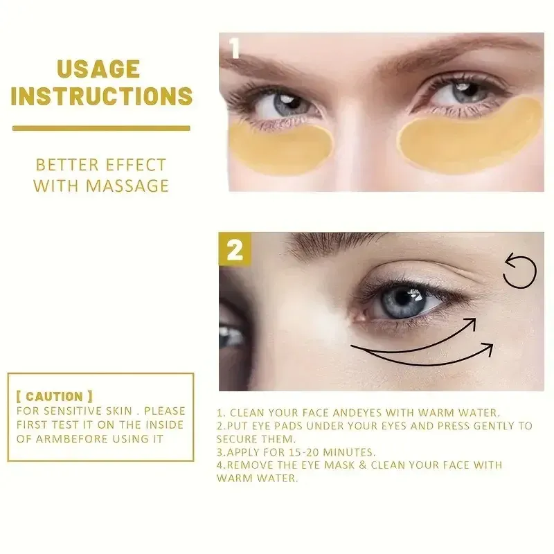 Masques pour les yeux à l'or, vue rapprochée