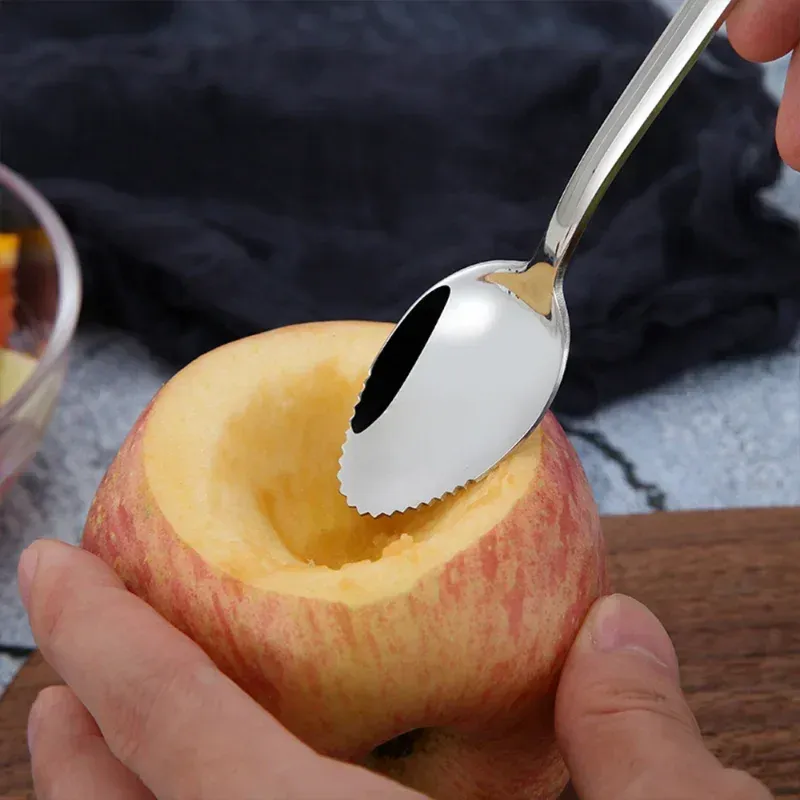 Cuillère à pamplemousse dentelée en acier inoxydable à long manche 2