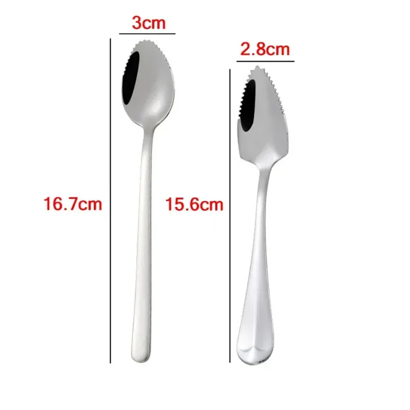 Cuillère à pamplemousse dentelée en acier inoxydable à long manche 6