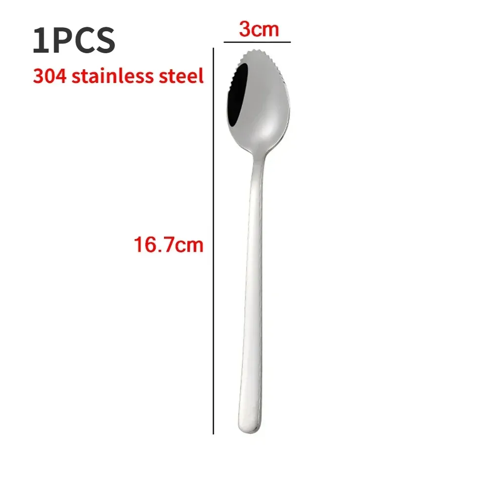 Cuillère à pamplemousse dentelée en acier inoxydable à long manche 9