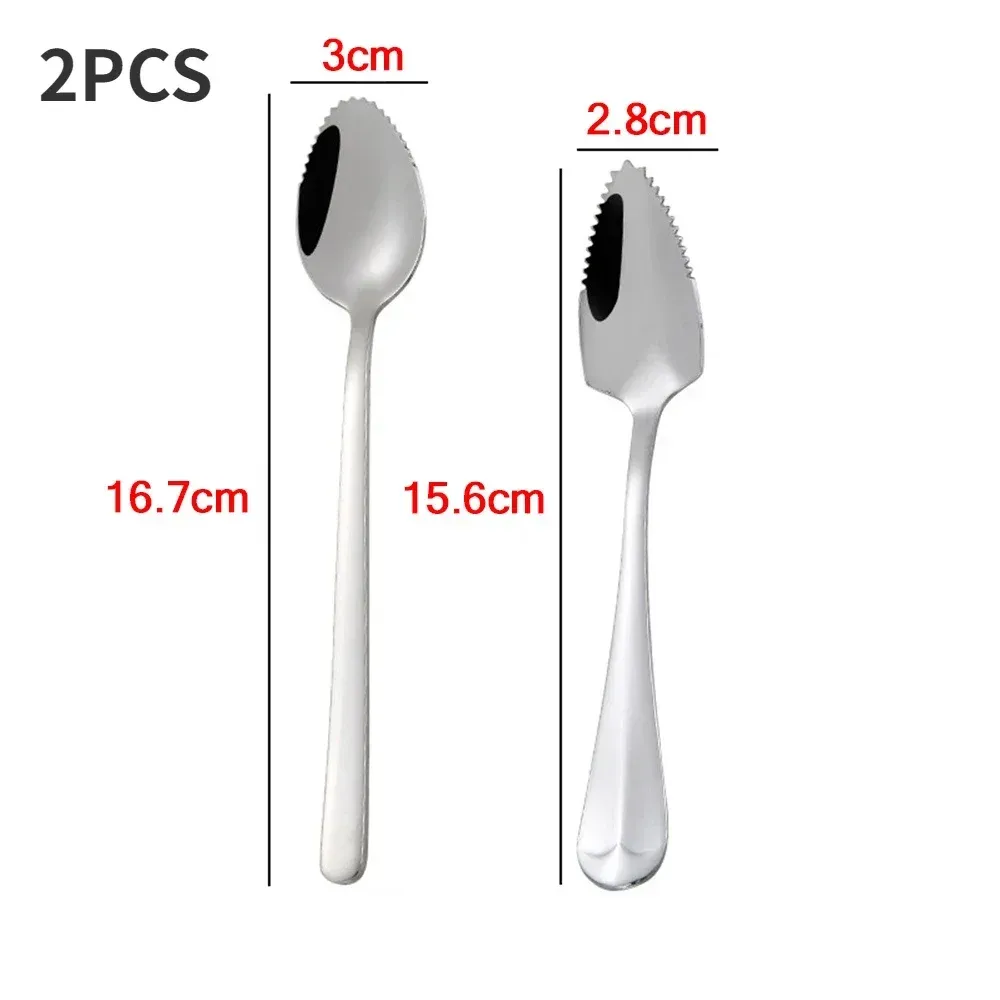 Cuillère à pamplemousse dentelée en acier inoxydable à long manche 7