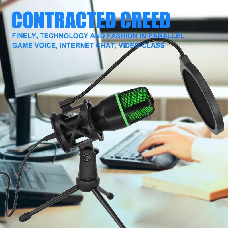 Microphone à condensateur USB professionnel pour PC portable, streaming, jeux vidéo et podcasts 3