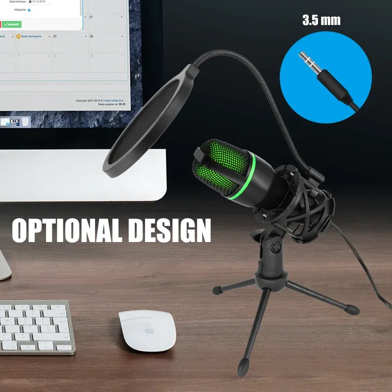 Microphone à condensateur USB professionnel pour PC portable, streaming, jeux vidéo et podcasts 5