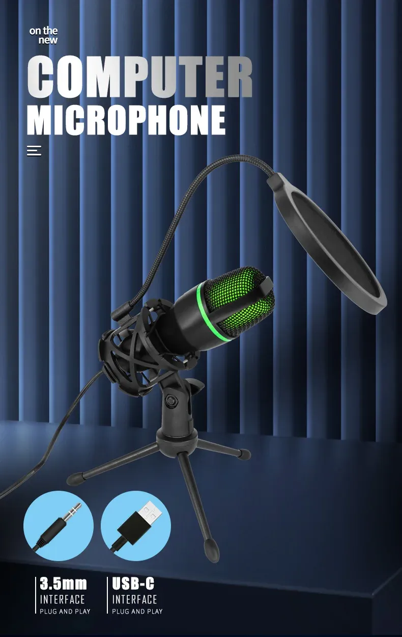 Microphone à condensateur USB professionnel vue d'ensemble