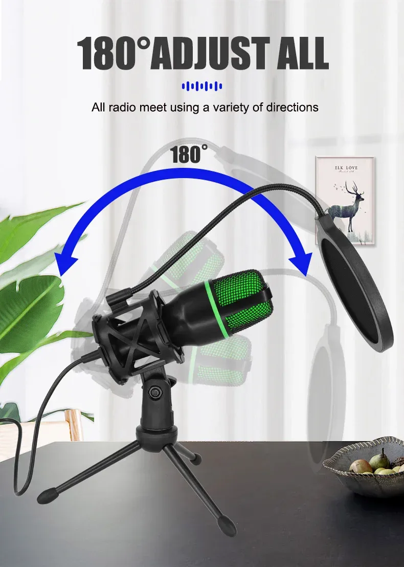 Microphone USB sous différents angles
