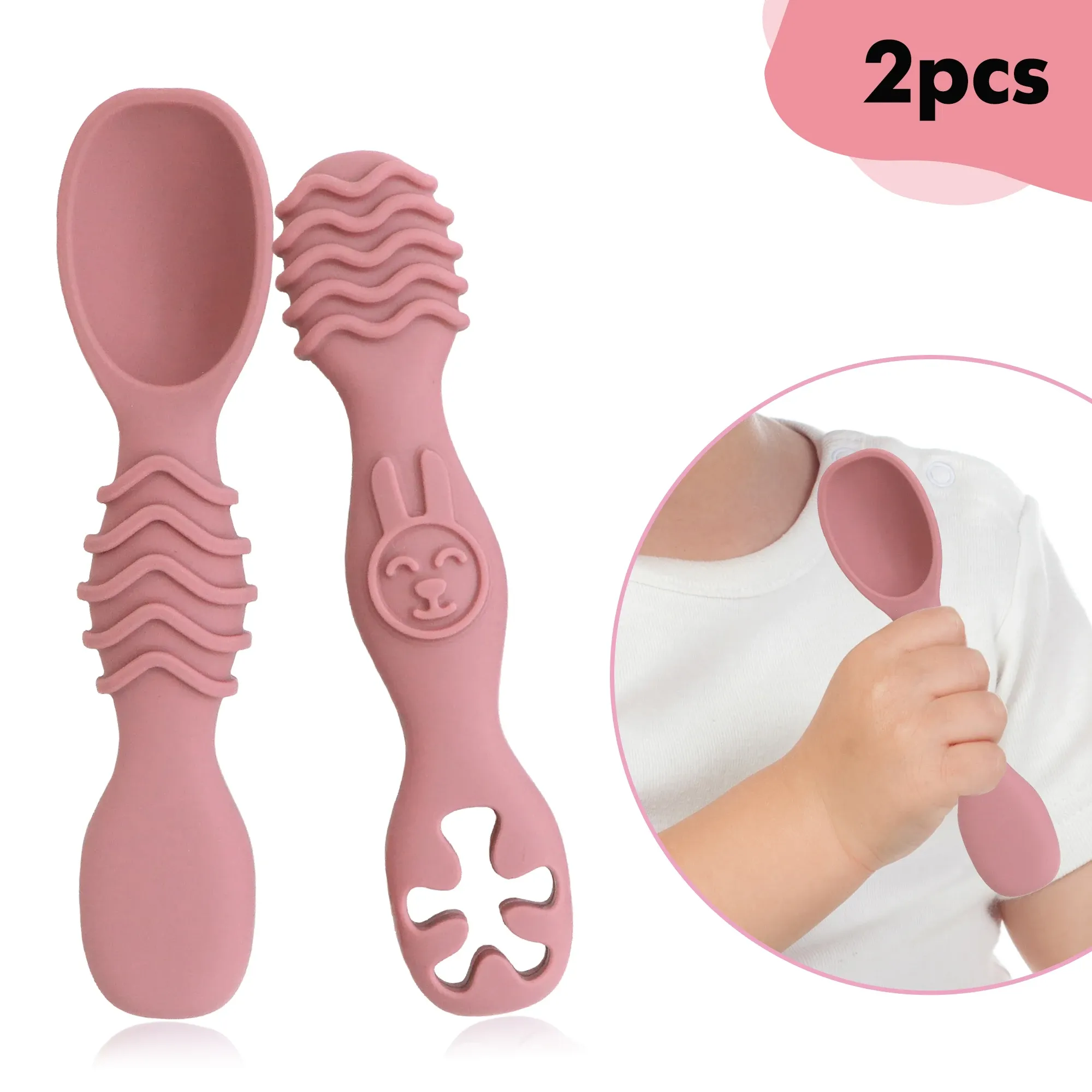 Ensemble de cuillères d'apprentissage en silicone pour bébés et tout-petits | Sans BPA | Compatible micro-ondes, lave-vaisselle et congélateur - Image 1