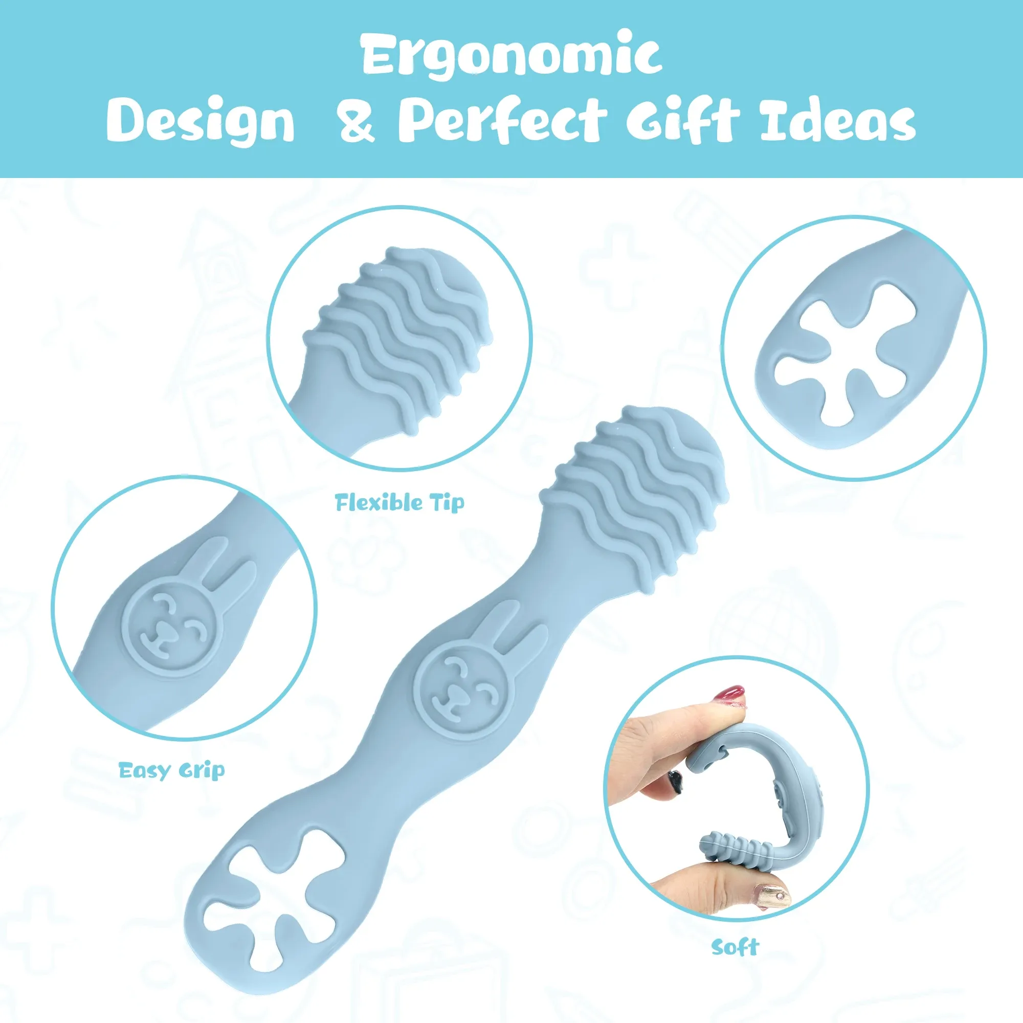 Ensemble de cuillères d'apprentissage en silicone pour bébés et tout-petits | Sans BPA | Compatible micro-ondes, lave-vaisselle et congélateur 5
