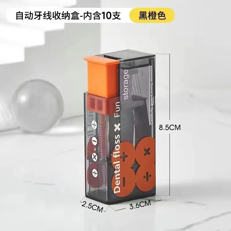Distributeur portable de fil dentaire avec 10 recharges, porte-fil à éjection automatique, soins bucco-dentaires, fil dentaire jetable à pression 7