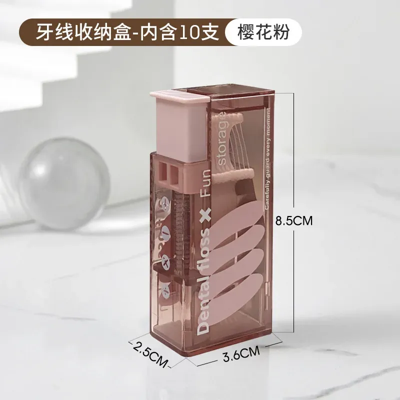 Distributeur portable de fil dentaire avec 10 recharges, porte-fil à éjection automatique, soins bucco-dentaires, fil dentaire jetable à pression 8