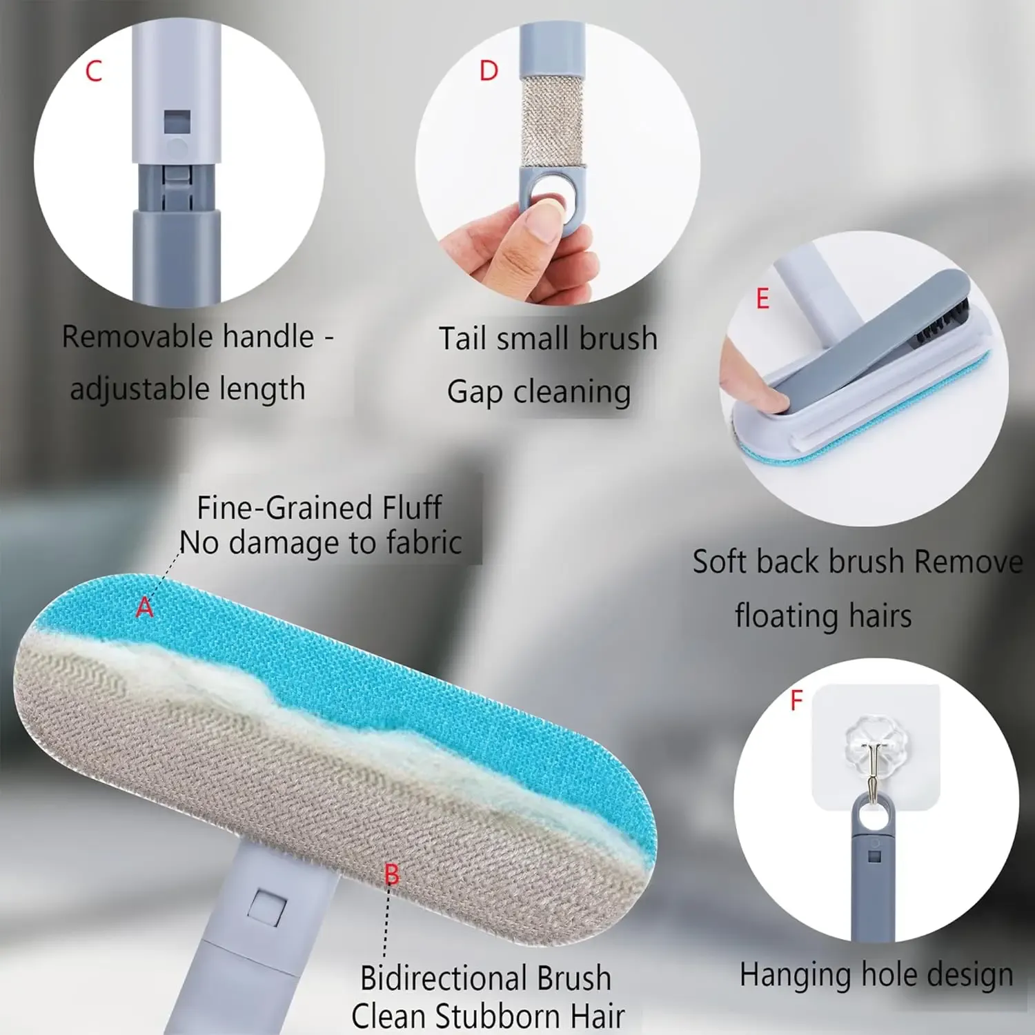 Éliminateur de poils pour animaux, brosse de nettoyage multifonction réutilisable et lavable pour canapés, tapis, vêtements et literie 5
