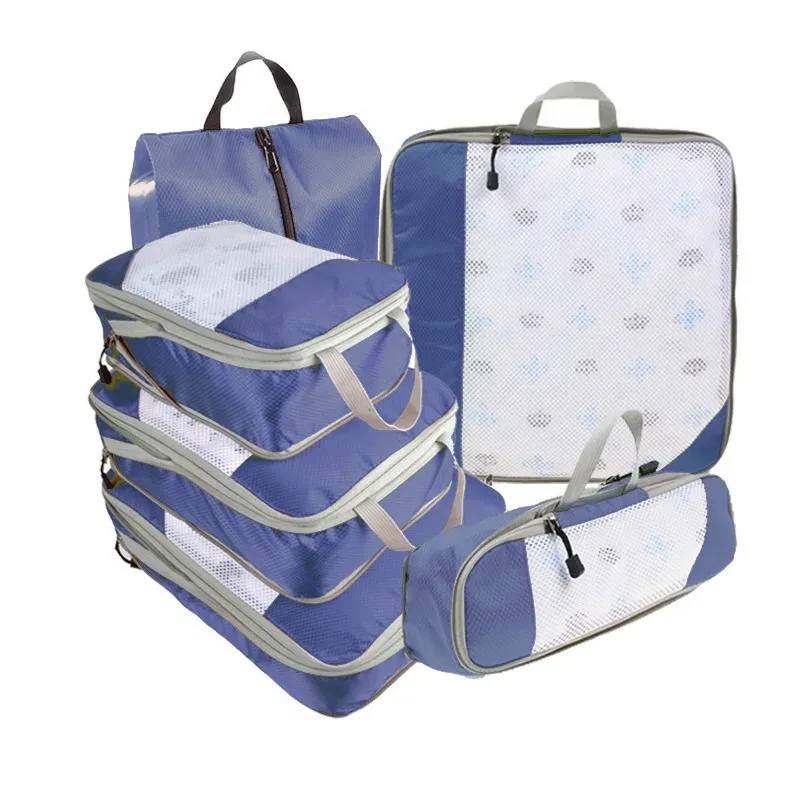 Cubes de rangement compressibles pour voyage, ensemble de 6 pièces avec pochette à chaussures 18