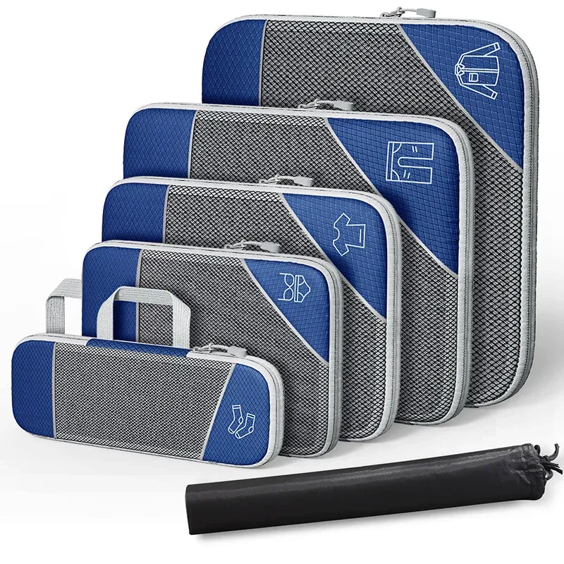 Cubes de rangement compressibles pour voyage, ensemble de 6 pièces avec pochette à chaussures 14