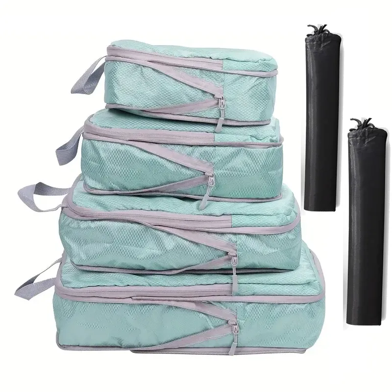 Cubes de rangement compressibles pour voyage, ensemble de 6 pièces avec pochette à chaussures 11