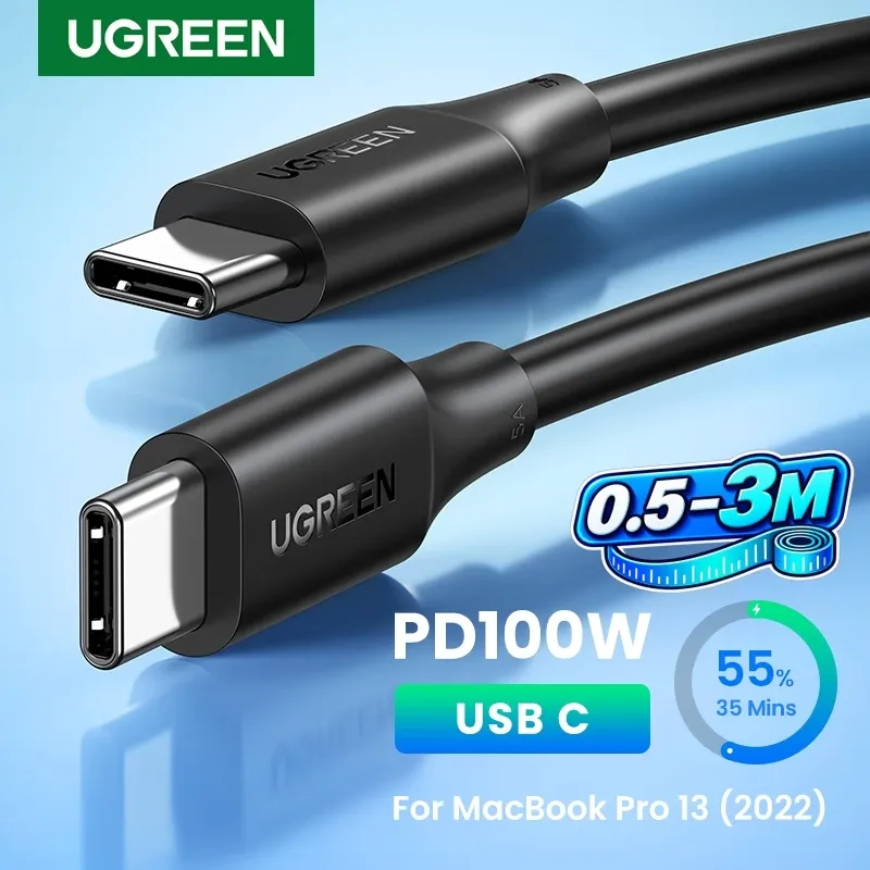 Câble USB-C vers USB-C UGREEN PD 100 W/60 W pour iPhone 17, MacBook et iPad – Câble de charge rapide Type-C 5 A/3 A – Longueur 0,5 à 3 m