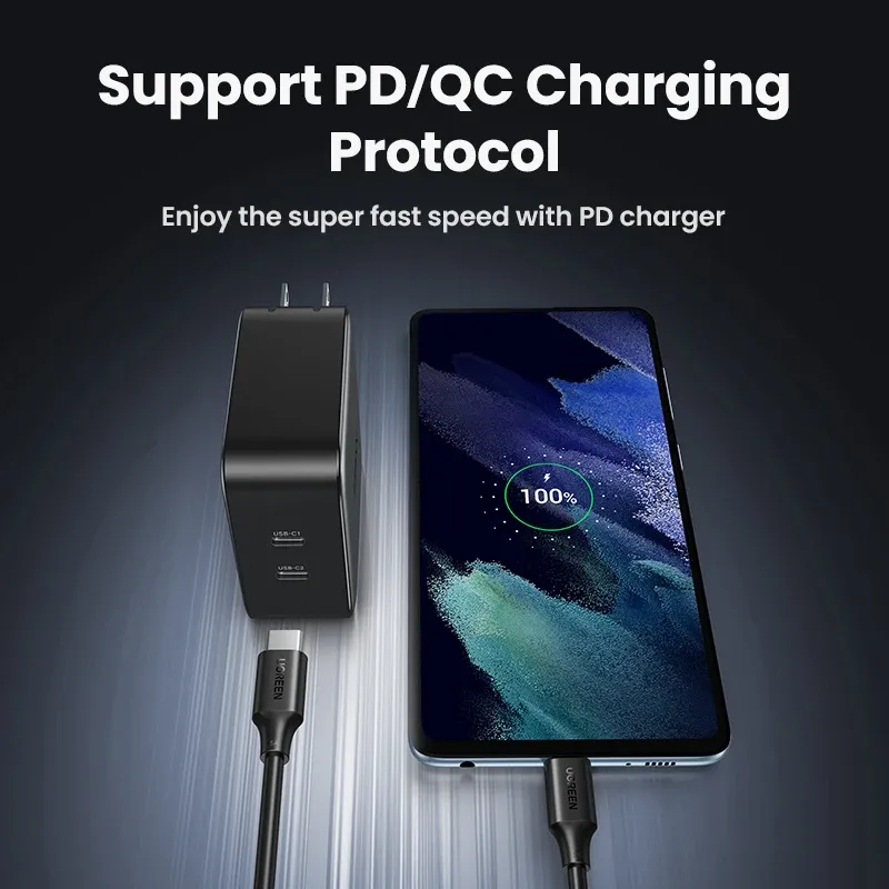 Câble USB-C vers USB-C UGREEN PD 100 W/60 W pour iPhone 17, MacBook et iPad – Câble de charge rapide Type-C 5 A/3 A – Longueur 0,5 à 3 m 4