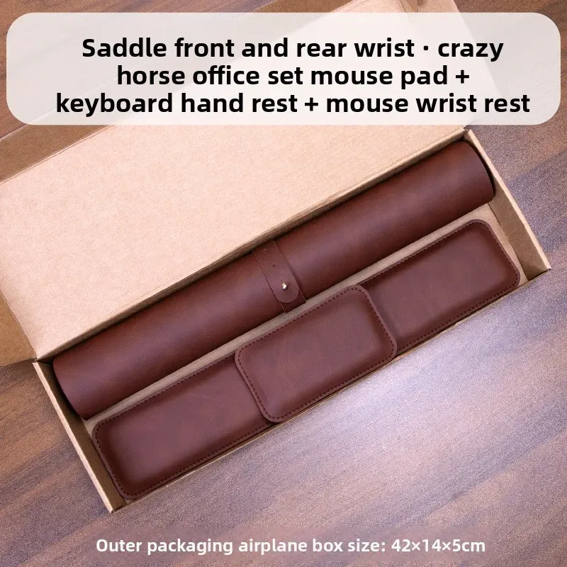 Tapis de bureau en PU imperméable et antidérapant, grand format, ensemble 3 pièces avec tapis de souris, tapis de clavier et repose-poignets 4
